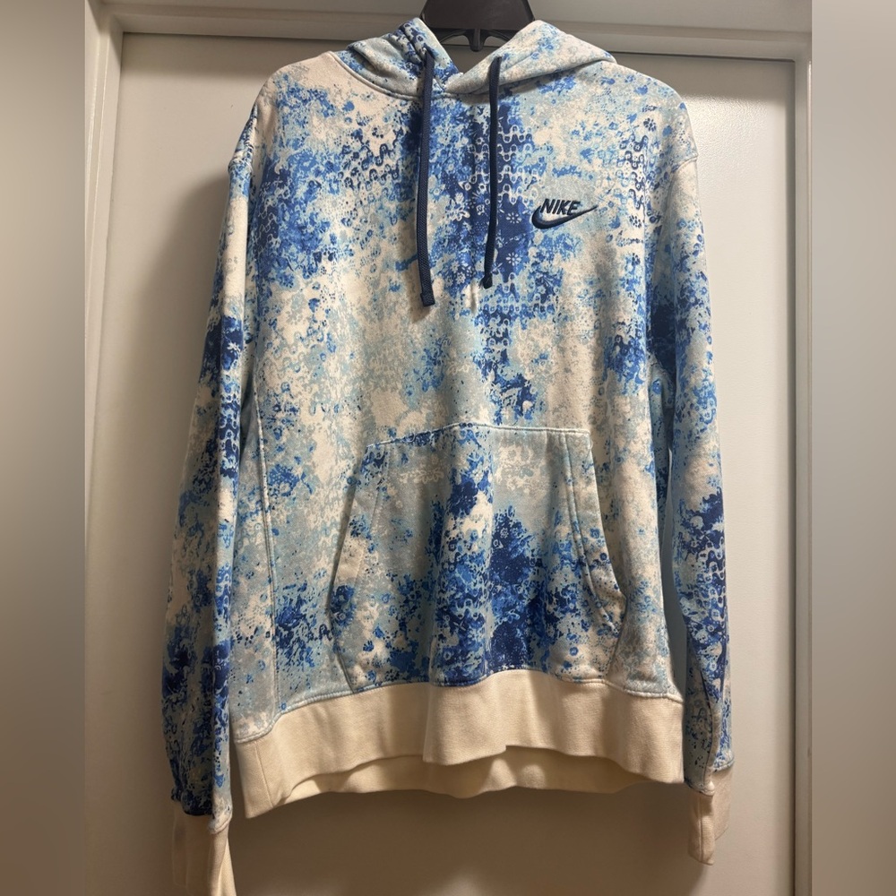 Nike Men's Hoodie in Blue and Cream